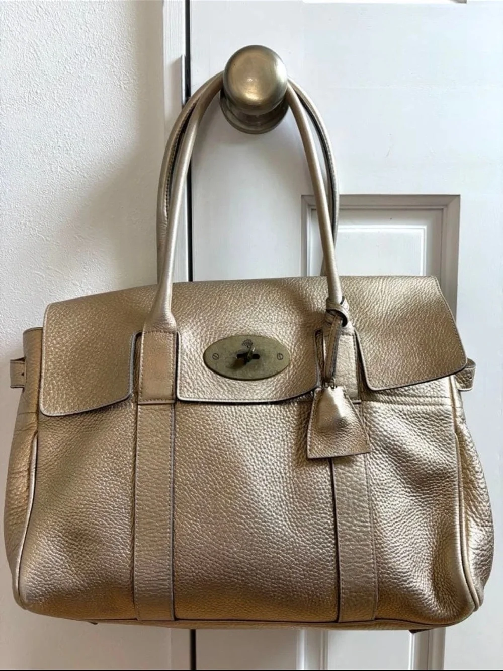 Mulberry Metallic Gold Pebbled Leather Shoulder Bag